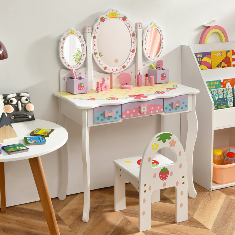 Harriet Bee Diega Kids Vanity Set with Mirror & Reviews | Wayfair